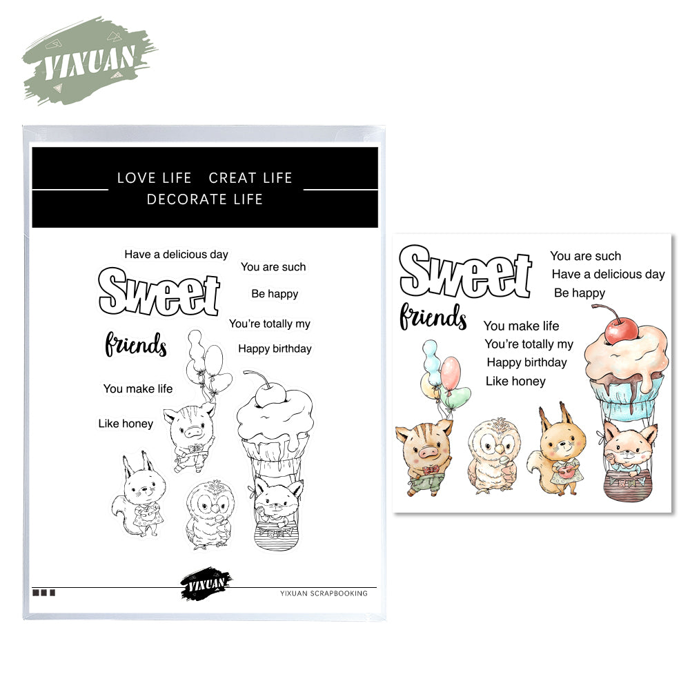 Sweet Cupcake And Cute Animals Cutting Dies And Stamp Set YX825-S+D