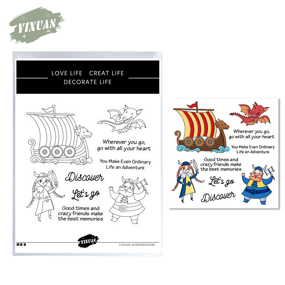 Sailboat Víkingar Pirate Cutting Dies And Stamp Set YX497-S+D