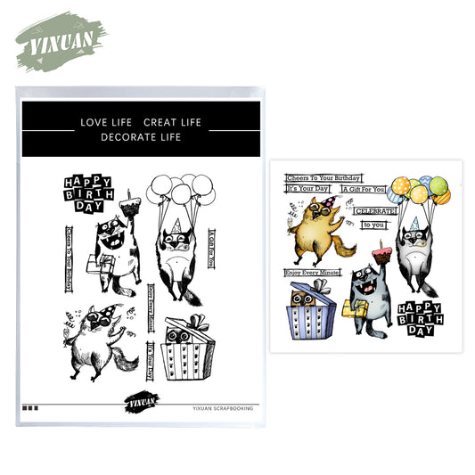 Happy Birthday Gifts Funny Cats Cutting Dies And Stamp Set YX1023-S+D