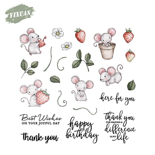Kawaii Mouse And Sweety Strawberry Clear Stamp YX545-S