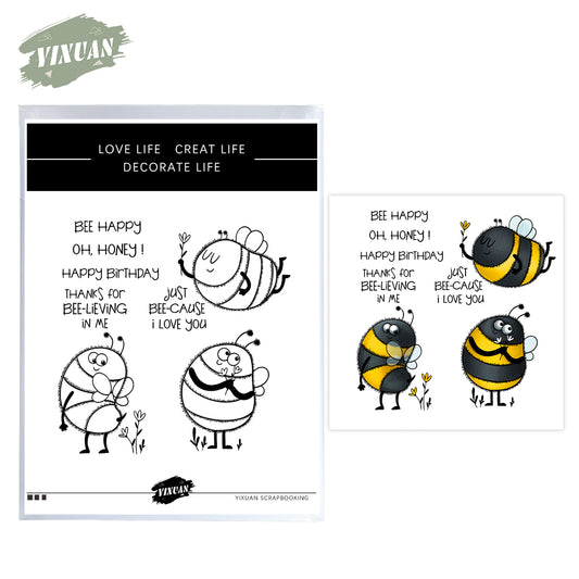 Cute Cartoon Bees Cutting Dies And Stamp Set YX1139-S+D