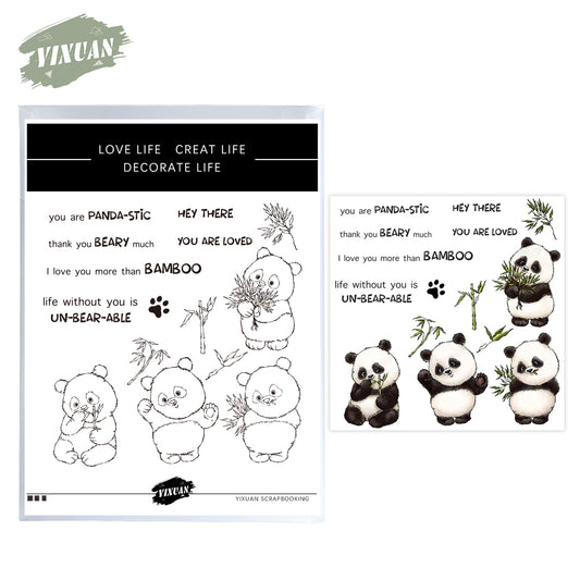 Kawaii Panda And Bamboo Cutting Dies And Stamp Set YX1002-S+D