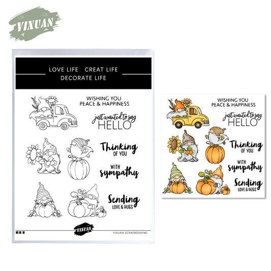 Harvest Pumpkin Sunflower Gnome Cutting Dies And Stamp Set YX532-S+D