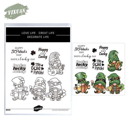 Happy ST.Patrick Day Cute Gnome Cutting Dies And Stamp Set YX1000-S+D