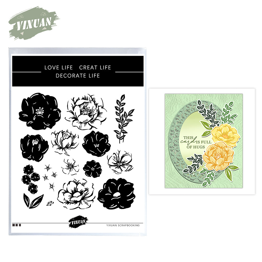 Spring Series Beautiful Blooming Flowers Cutting Dies And Stamp Set YX1152-S+D