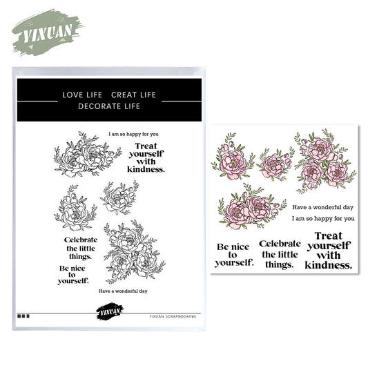 Blooming Flowers Floral Cutting Dies And Stamp Set YX826-S+D