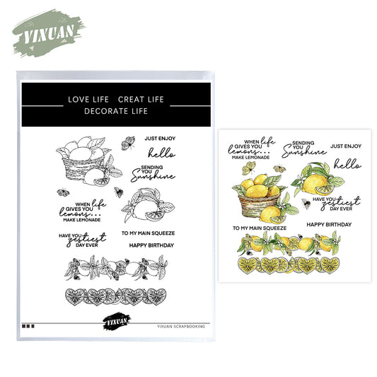 Spring Series Baskets Of Lemons Cutting Dies And Stamp Set YX1074-S+D