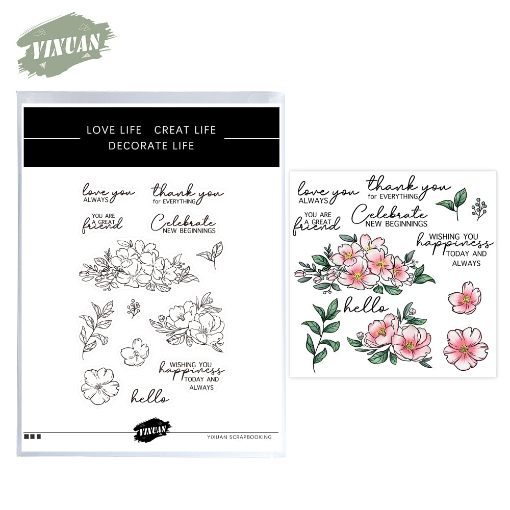 Spring Series Blooming Flowers Cutting Dies And Stamp Set YX902-S+D