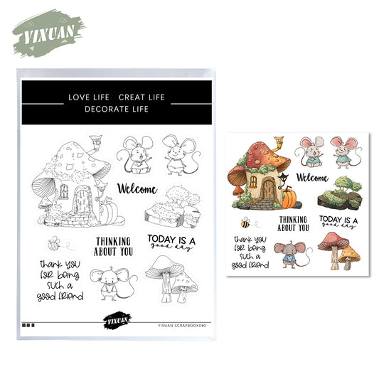 Mouse Mushroom House Cutting Dies And Stamp Set YX480-S+D