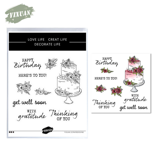 Love Roses Birthday Wedding Cake Cutting Dies And Stamp Set YX533-S+D