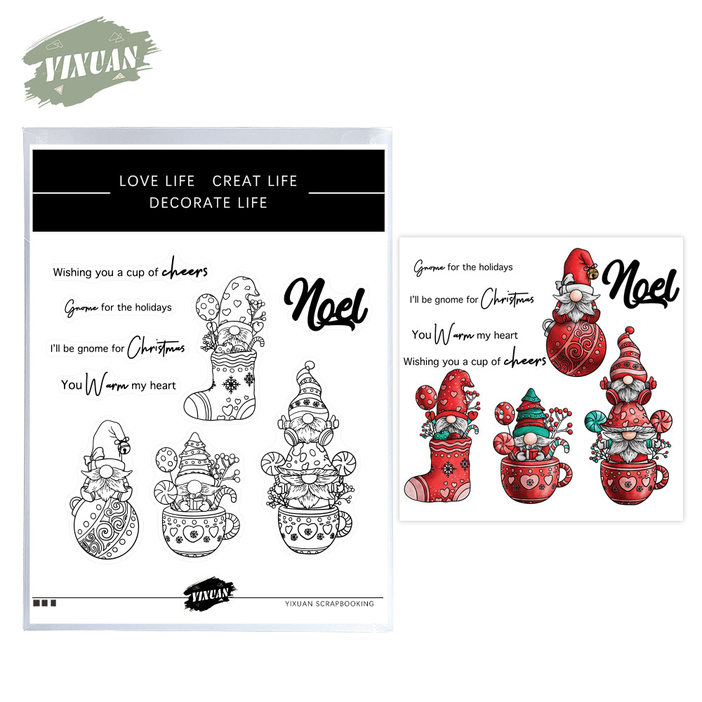 Christmas Stockings And Cups Gnome Cutting Dies And Stamp Set YX865-S+D