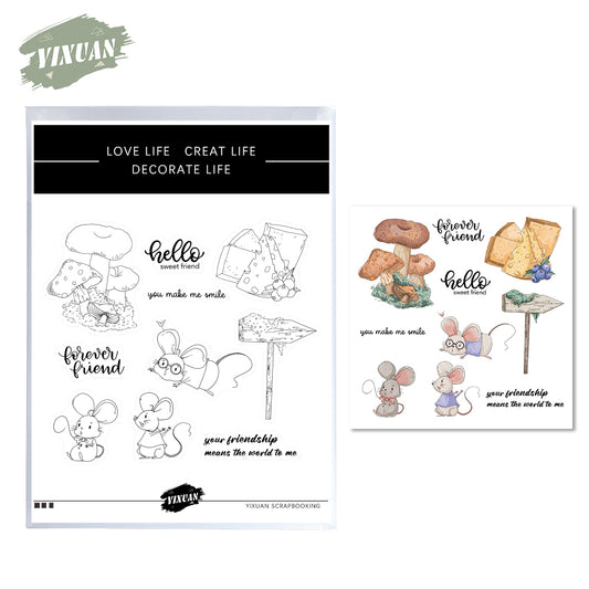 Cheese Mouse Mushroom cutting dies and stamp set YX478-S+D