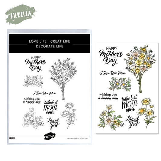 Blooming Daisy Flowers Mother's Day Cutting Dies And Stamp Set YX508-S+D