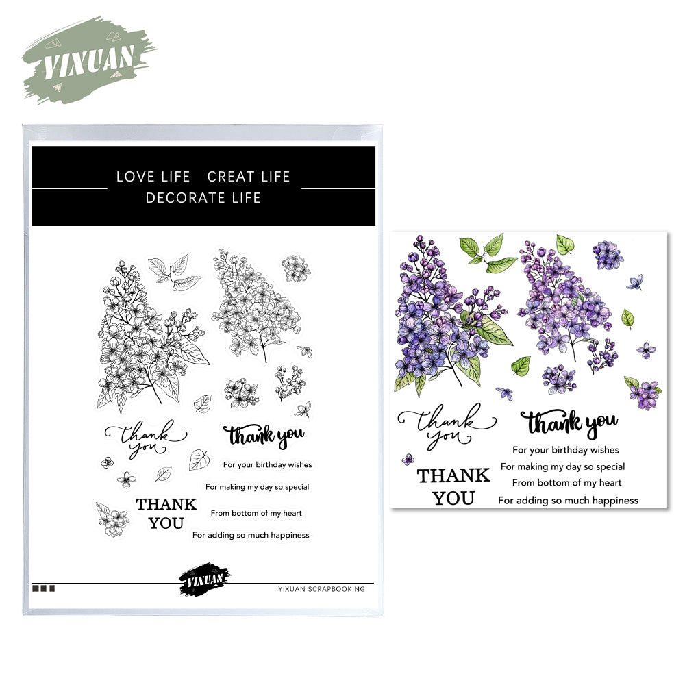 Beautiful Blooming Lilac Flowers Cutting Dies And Stamp Set YX785-S+D