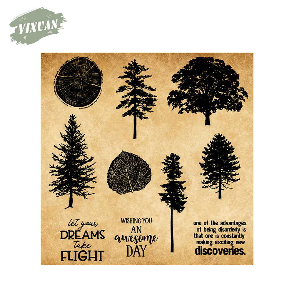 Forest Pine And Leaves Clear Stamp YX488-S