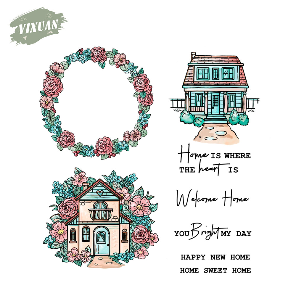 Spring Series Blooming Flowers And Home House Clear Stamp YX1083-S