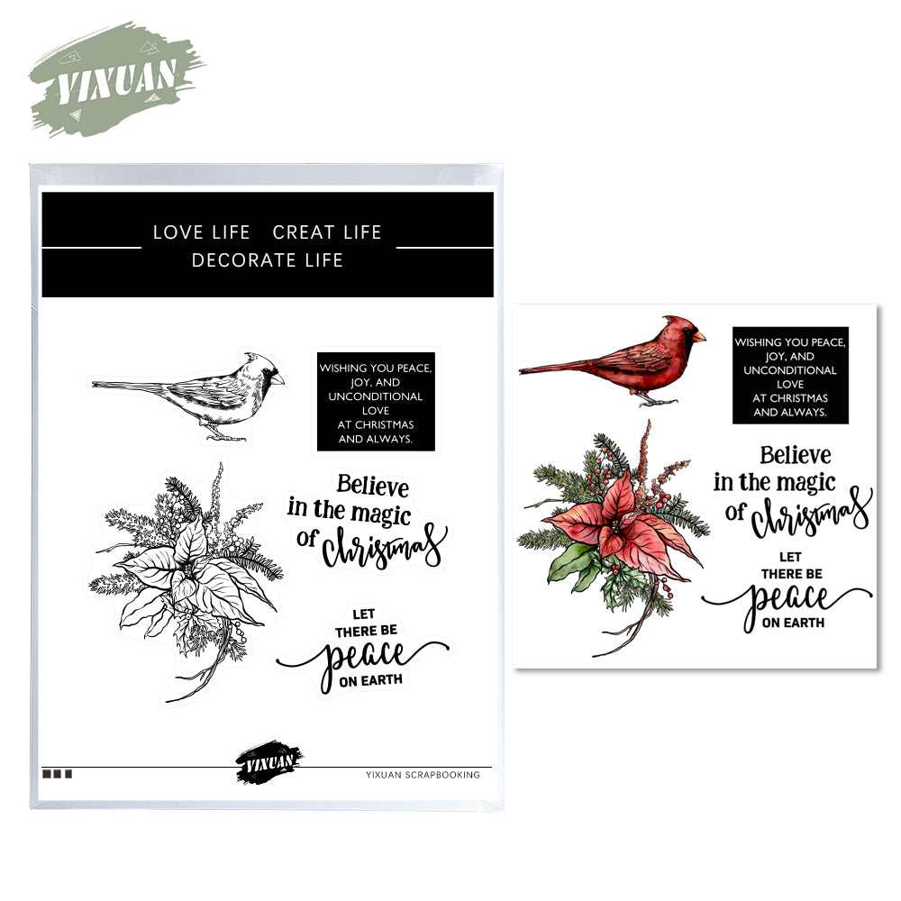 Birds And Flower Christmas Cutting Dies And Stamp Set YX780-S+D