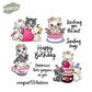 Cute Cats kitty & Cake Happy Birthday Clear Stamp YX573-S