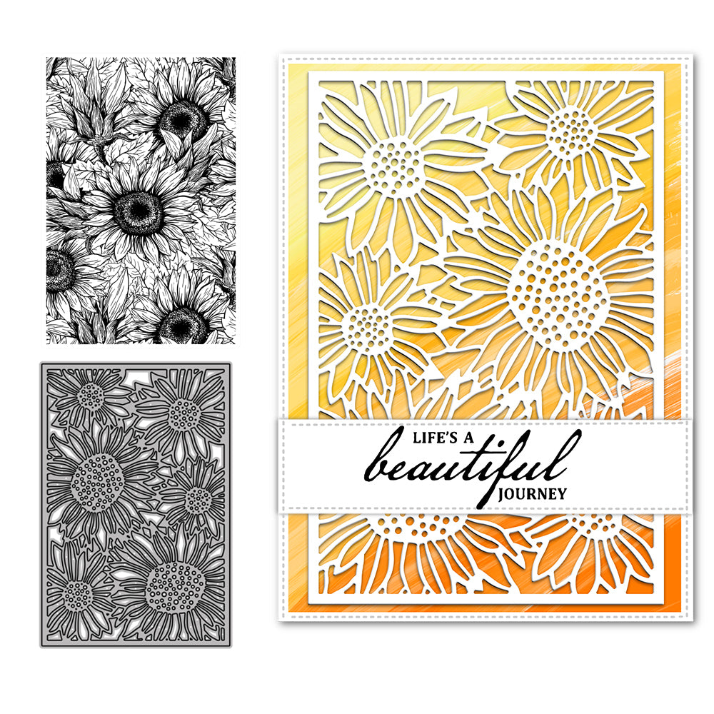Painting Blooming Sunflower Cutting Dies And Stamp Set YX526-S+D