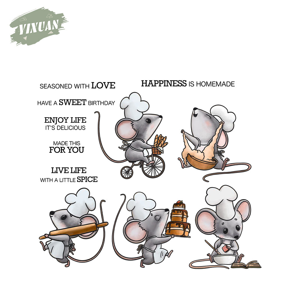 Cute Cake Pastry Chef Mouse Clear Stamp YX1142-S