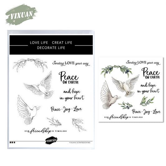 Pure White Pigeon Birds Cutting Dies And Stamp Set Nature And Peace YX551-S+D