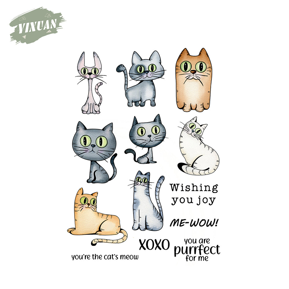 Cartoon Cute Big Eyes Cats Clear Stamp YX502-S