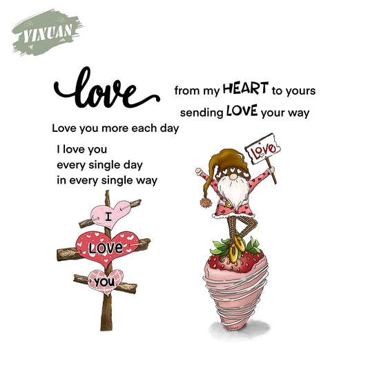 Love Valentine's Day Series Cute Heart Gnome Strawberry Clear Stamp YX929-S