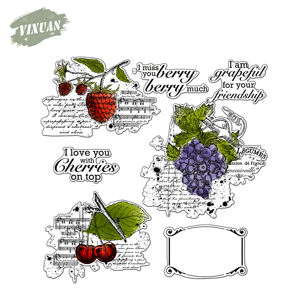 Spring Sweet Fruits Berry Cherry Grape Clear Stamp YX938-S