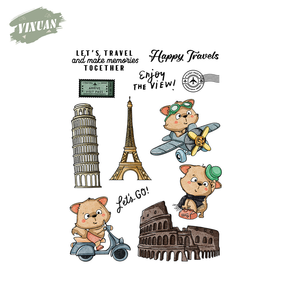 Cute Raccoon Travels Around The World Clear Stamp YX490-S