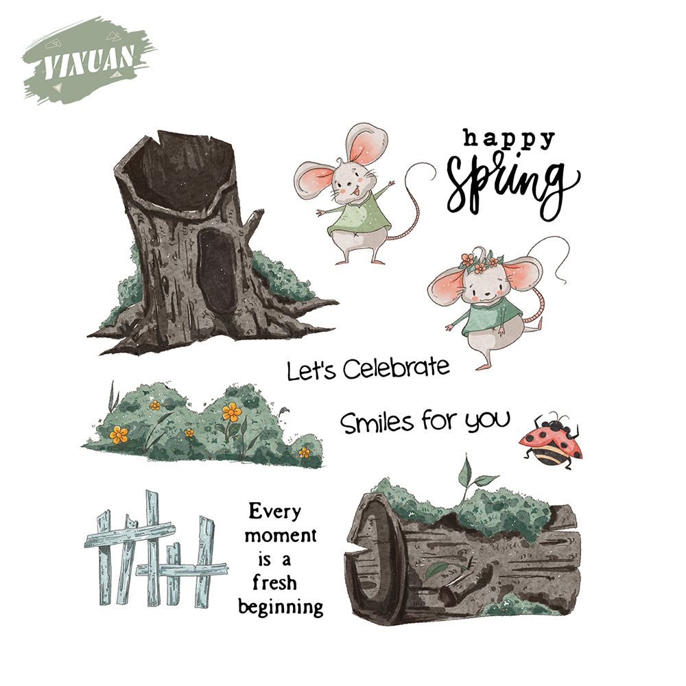 Mouse Branches Nature Home Clear Stamp YX481-S