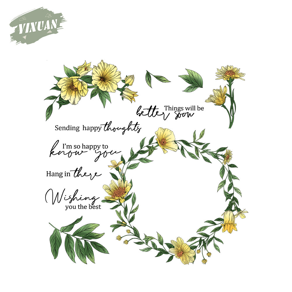 Spring Series Floral Flowers Wreath Clear Stamp YX1154-S