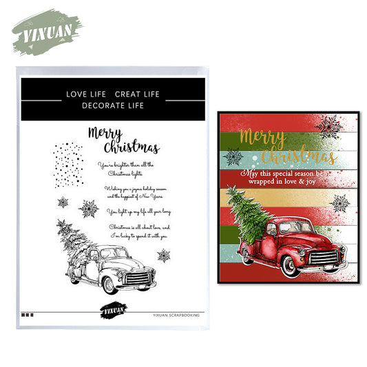 Winter Christmas Trees On Car Decor Cutting Dies And Stamp Set YX717-S+D