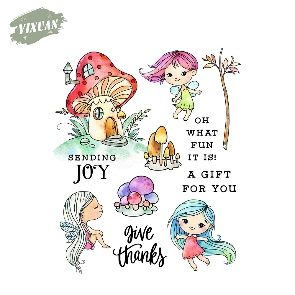 Forest Fairy Elf And Mushroom Clear Stamp YX491-S