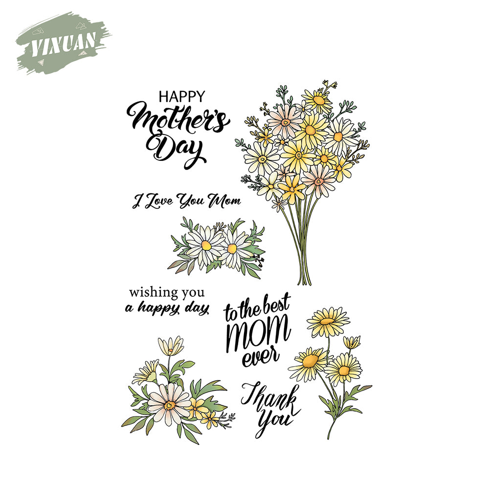 Blooming Daisy Flowers Mother's Day Clear Stamp YX508-S