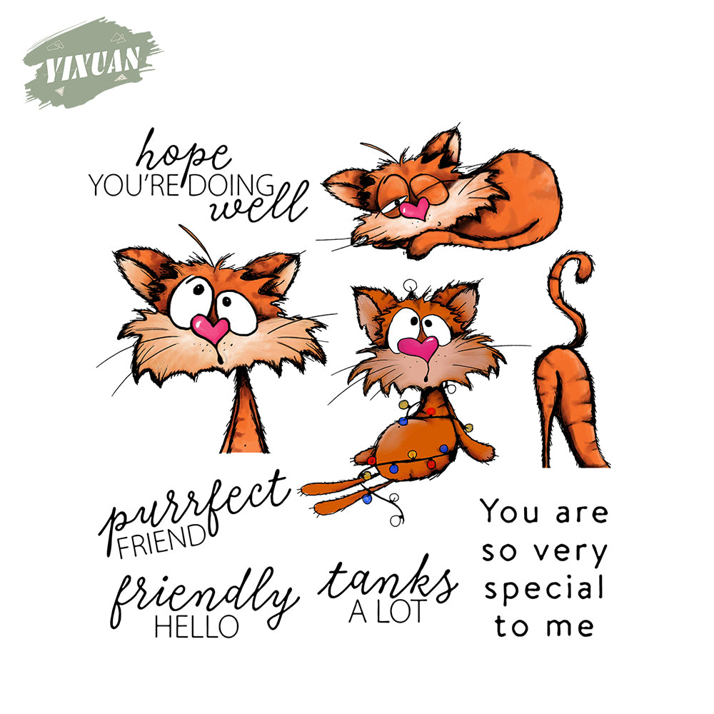 Cartoon Funny Cats Clear Stamp YX493-S