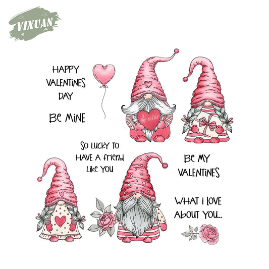 Love Valentine's Day Series Cute Gnome And Hearts Clear Stamp YX928-S