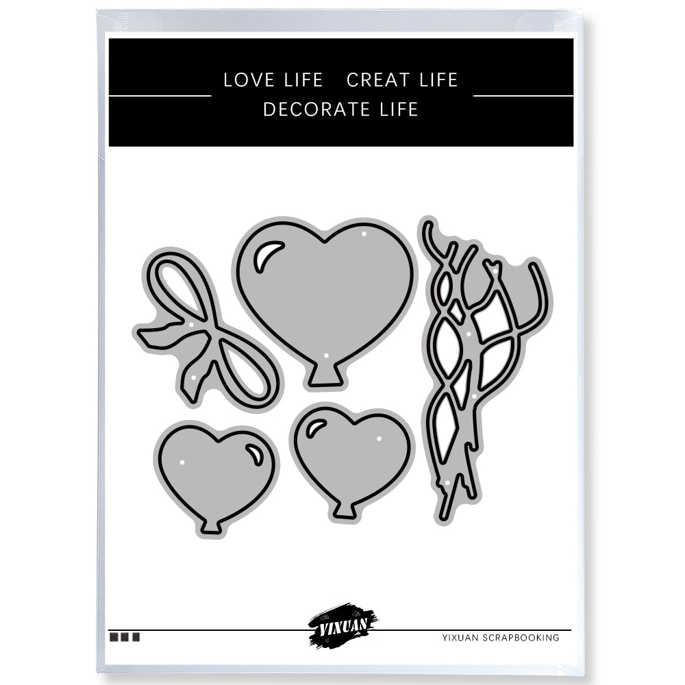 Love Valentine's Day Series Bows Hearts And Balloons Metal Cutting Dies Set YX905,YX906,YX907