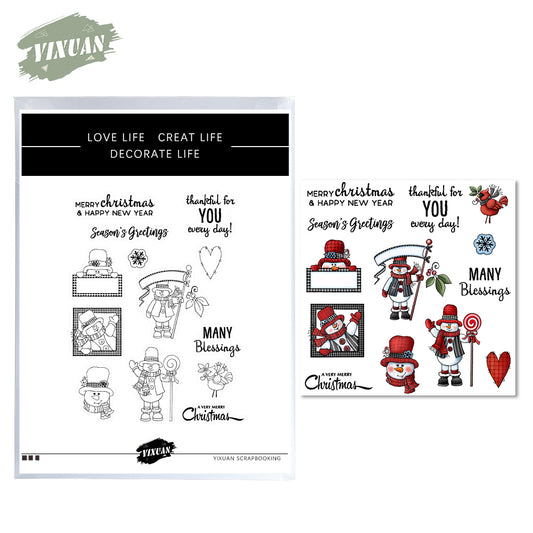 2022 Winter Cute Christmas Snowman Cutting Dies And Stamp Set YX775-S+D