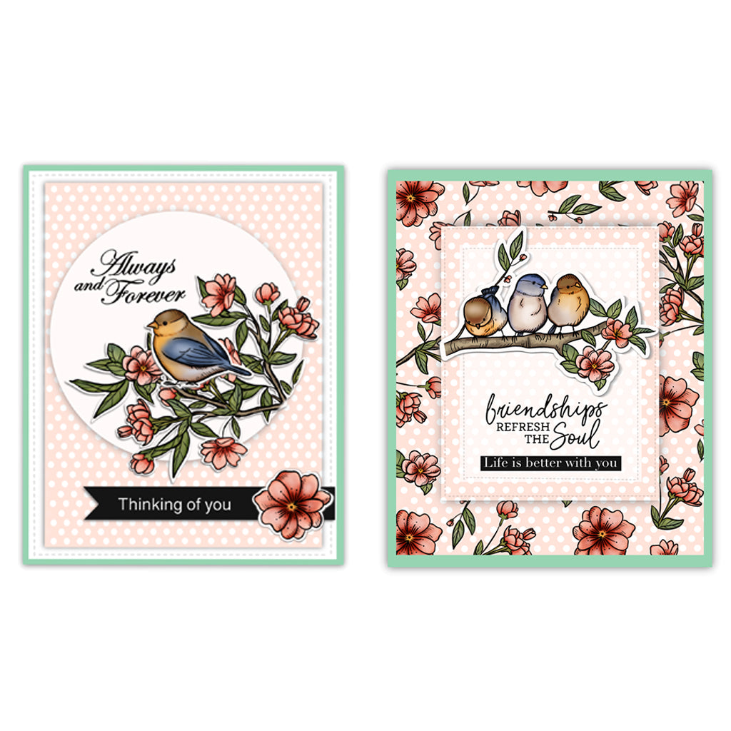 Spring Birds And Peach Blossom Cutting Dies And Stamp Set YX381-S+D