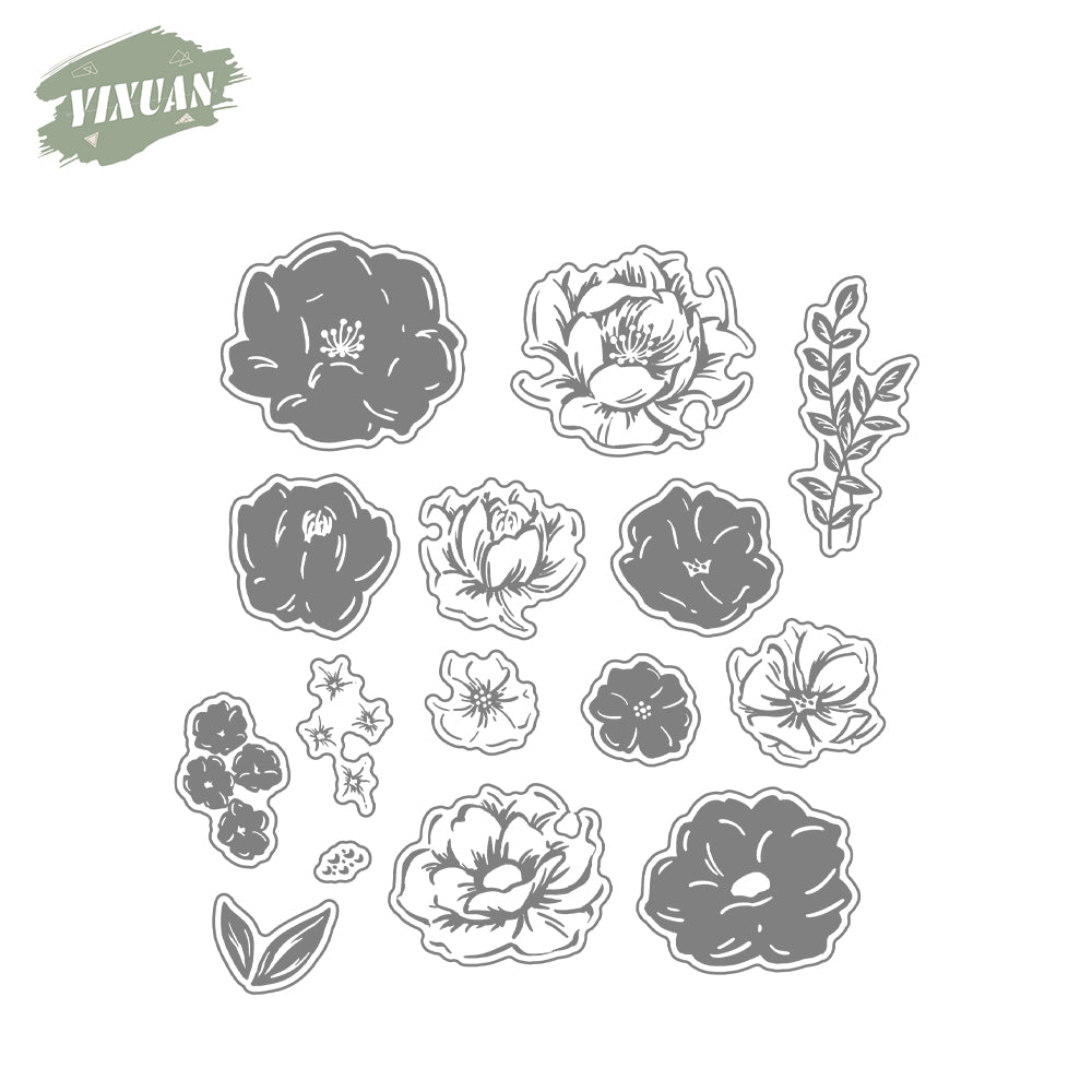 Spring Series Beautiful Blooming Flowers Cutting Dies And Stamp Set YX1152-S+D