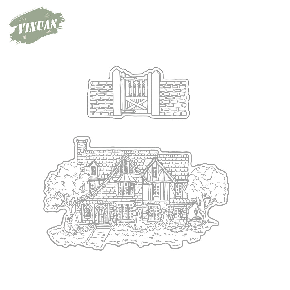 Big House Home With Courtyard Cutting Dies Set YX1086-D