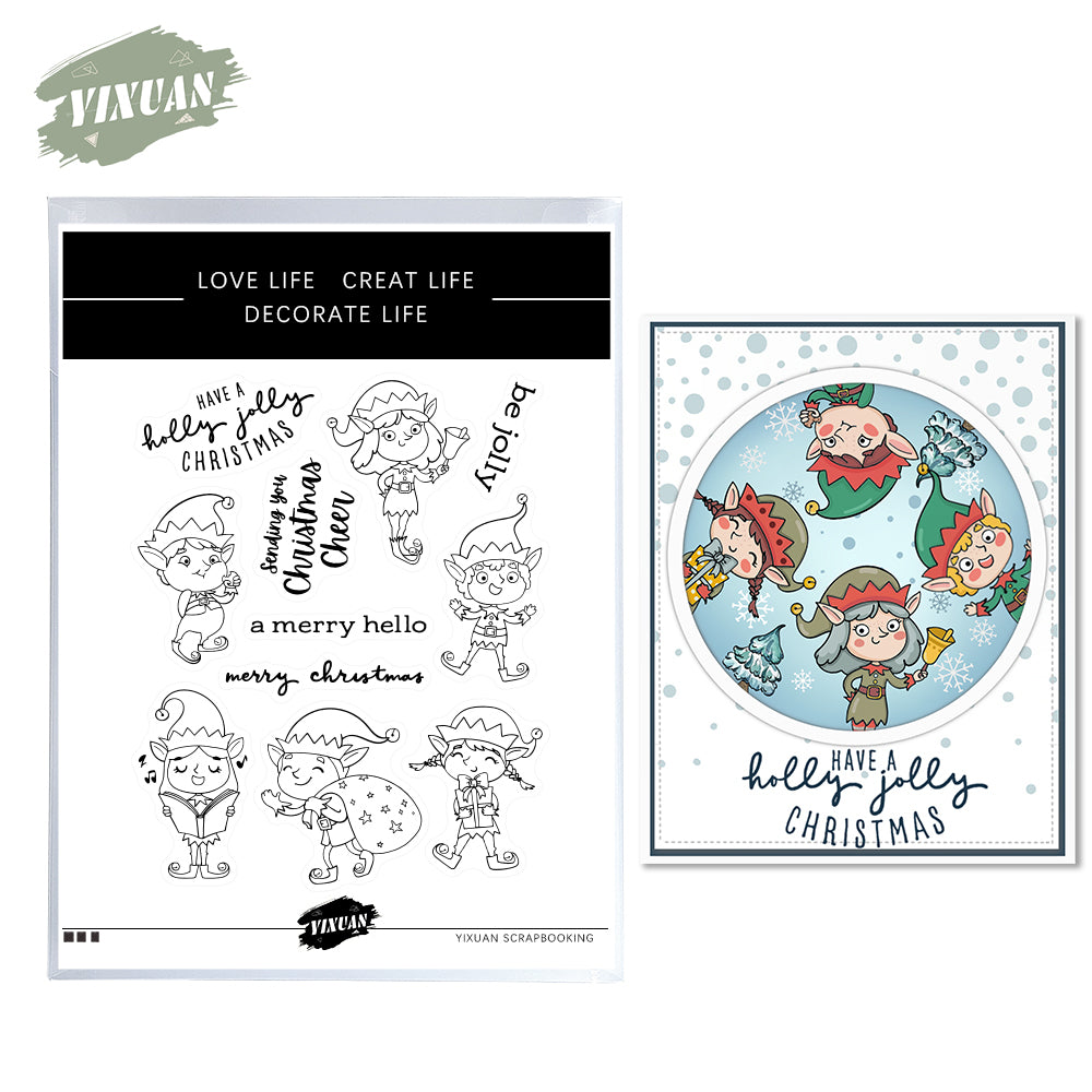 Little Cute Christmas Elf 2023 New Year Cutting Dies And Stamp Set YX660-S+D