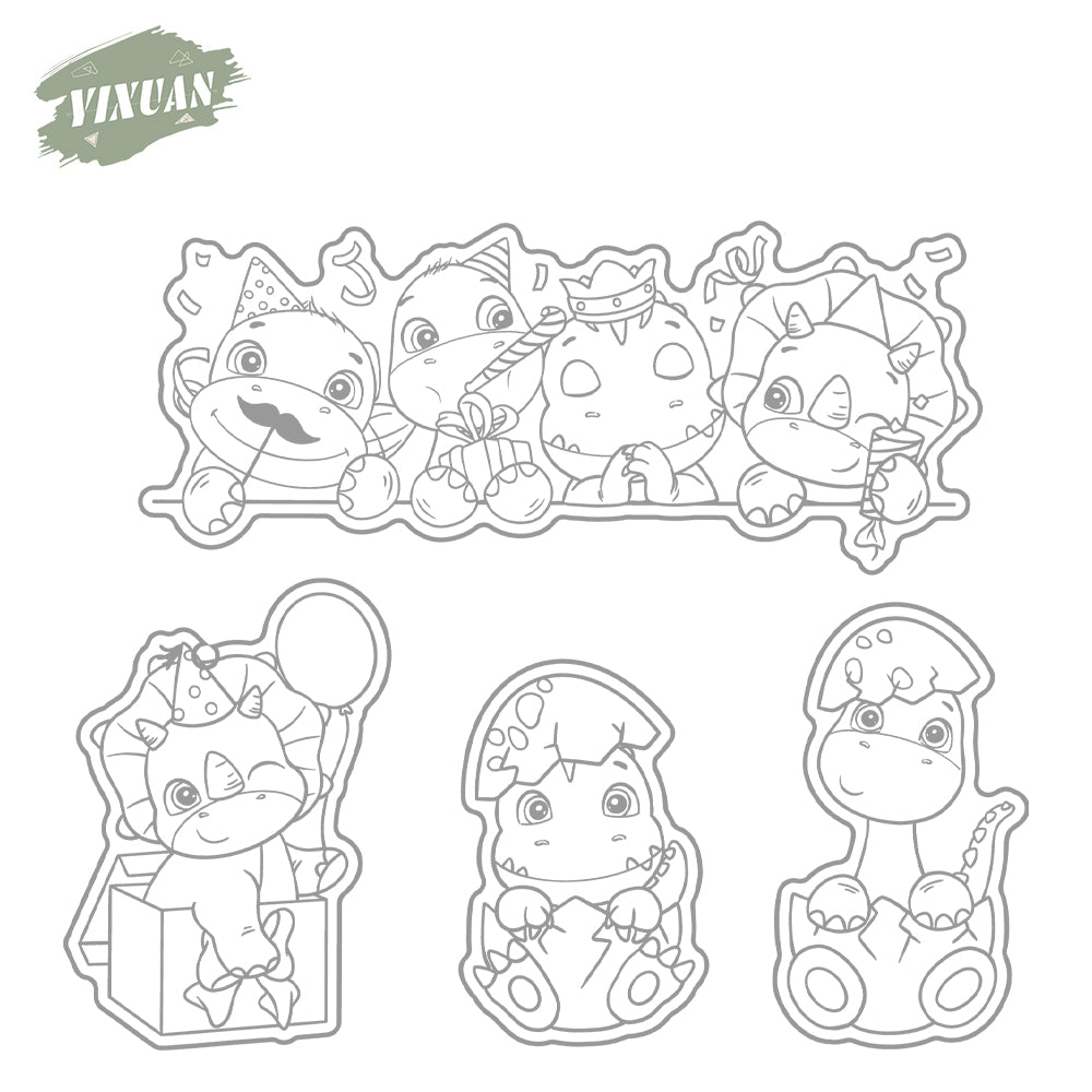 Cute Little Baby Animals Birth In Eggs Cutting Dies And Stamp Set YX1177-S+D