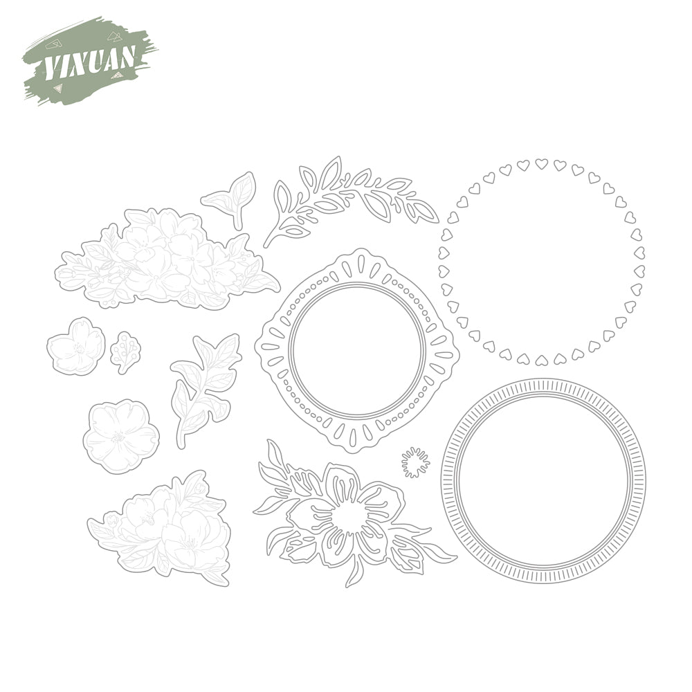 Spring Series Blooming Flowers Cutting Dies And Stamp Set YX902-S+D