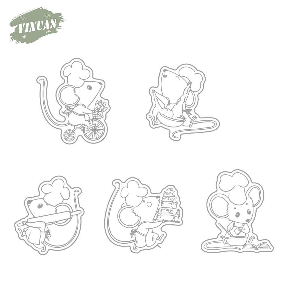 Cute Cake Pastry Chef Mouse Cutting Dies And Stamp Set YX1142-S+D