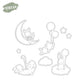 Cute Sleeping Rabbits And Balloons Birthday Cutting Dies And Stamp Set YX1140-S+D