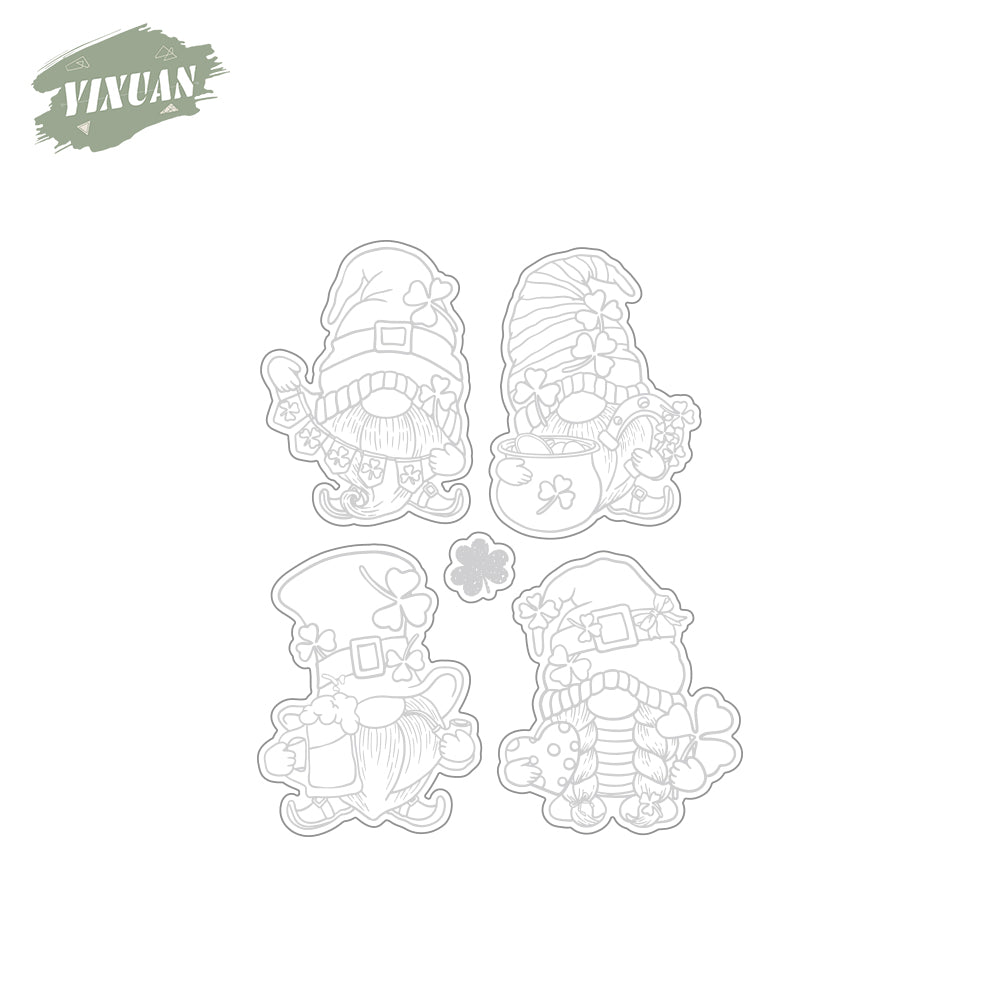 Happy ST.Patrick Day Cute Gnome Cutting Dies And Stamp Set YX1000-S+D