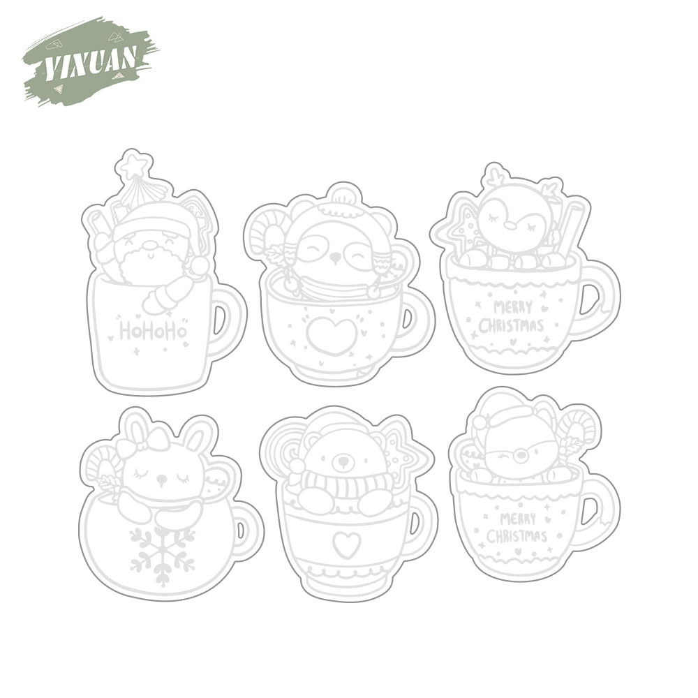 Cute Christmas Animals In Cup Cutting Dies Set YX864-D
