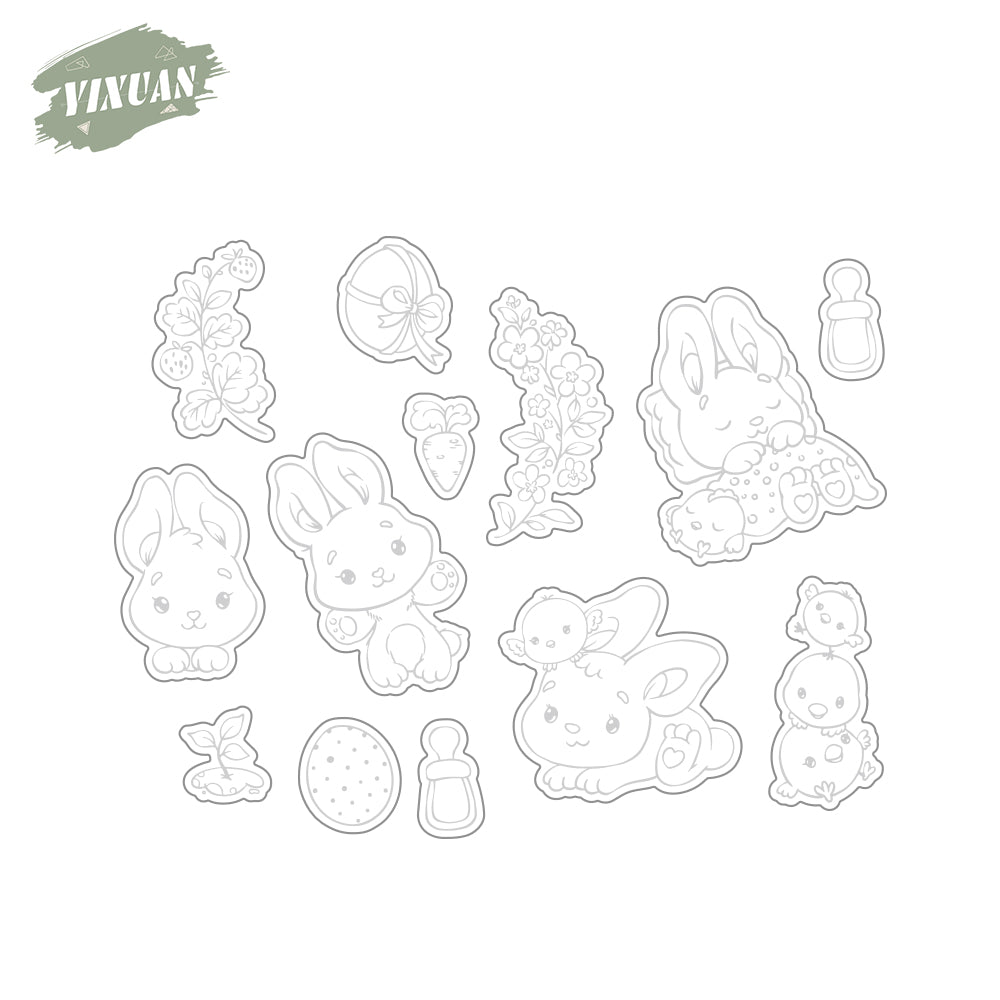 Easter Series Cute Rabbits And Chicks Cutting Dies Set YX972-D
