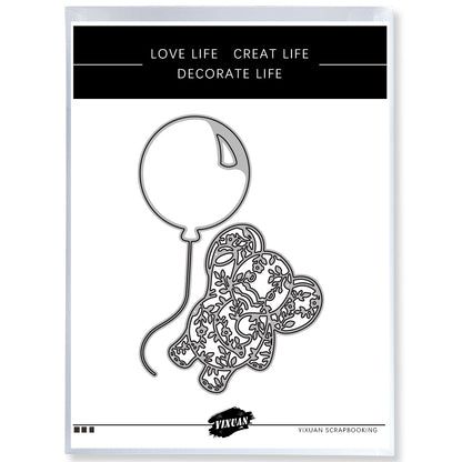 Cute Hollow Elephant Holding Balloons Metal Cutting Dies Set YX682,YX683